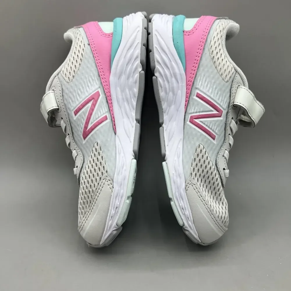 New Balance 680v6 Comfort Sneakers Youth Size‎ 1 Gray Pink Lace Up Strap Shoes